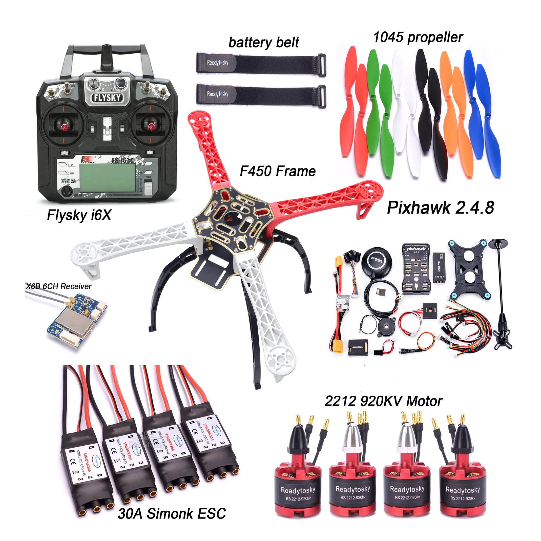 Комплект рамы для квадрокоптера PIXHAWK 2.4.8 управление полетом M8N GPS 30A Simonk