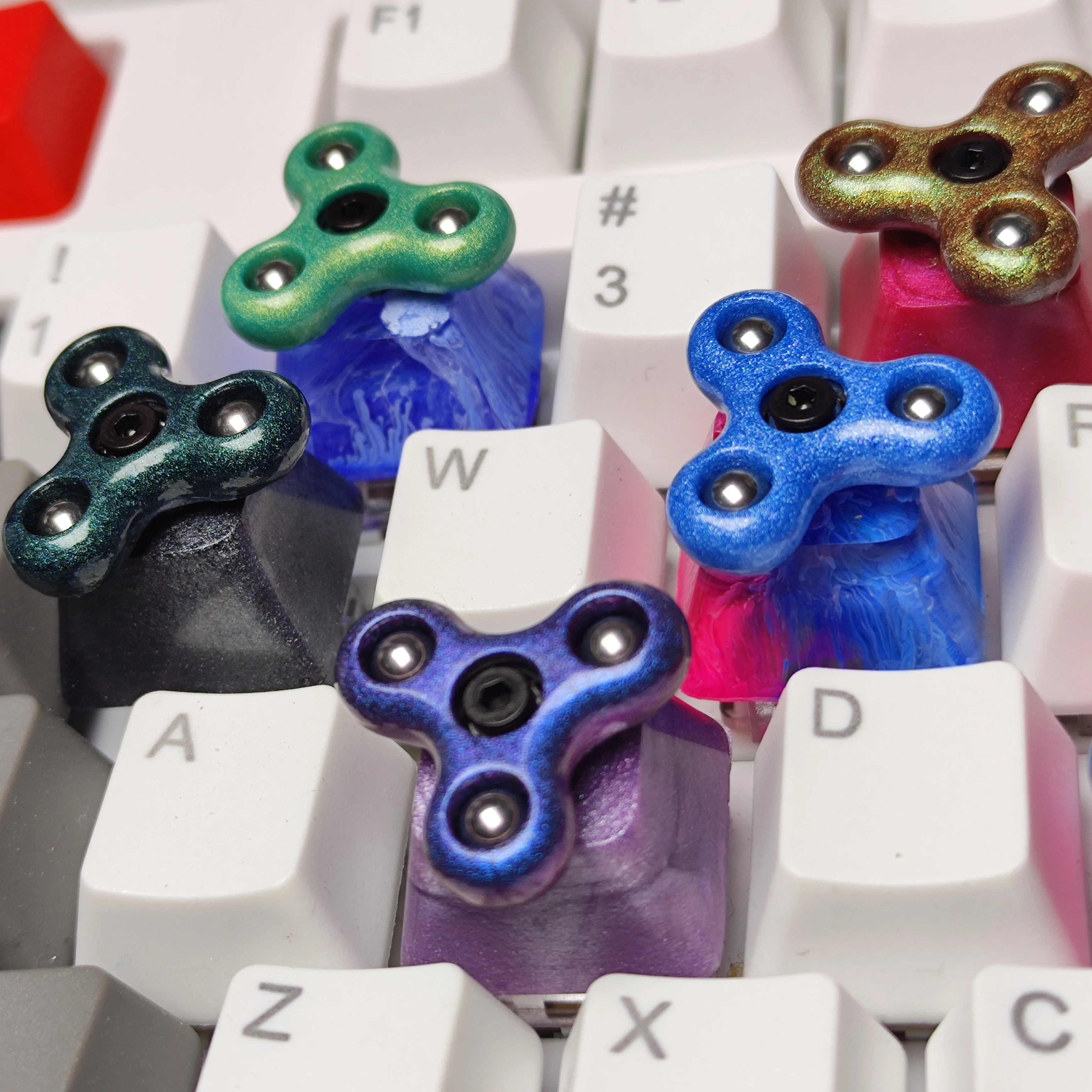

Keycap Personality Design Fidget Spinner Resin Keycap For Cherry Mx Switch Mechanical Gaming Keyboard Blue Black Keycaps 1pc