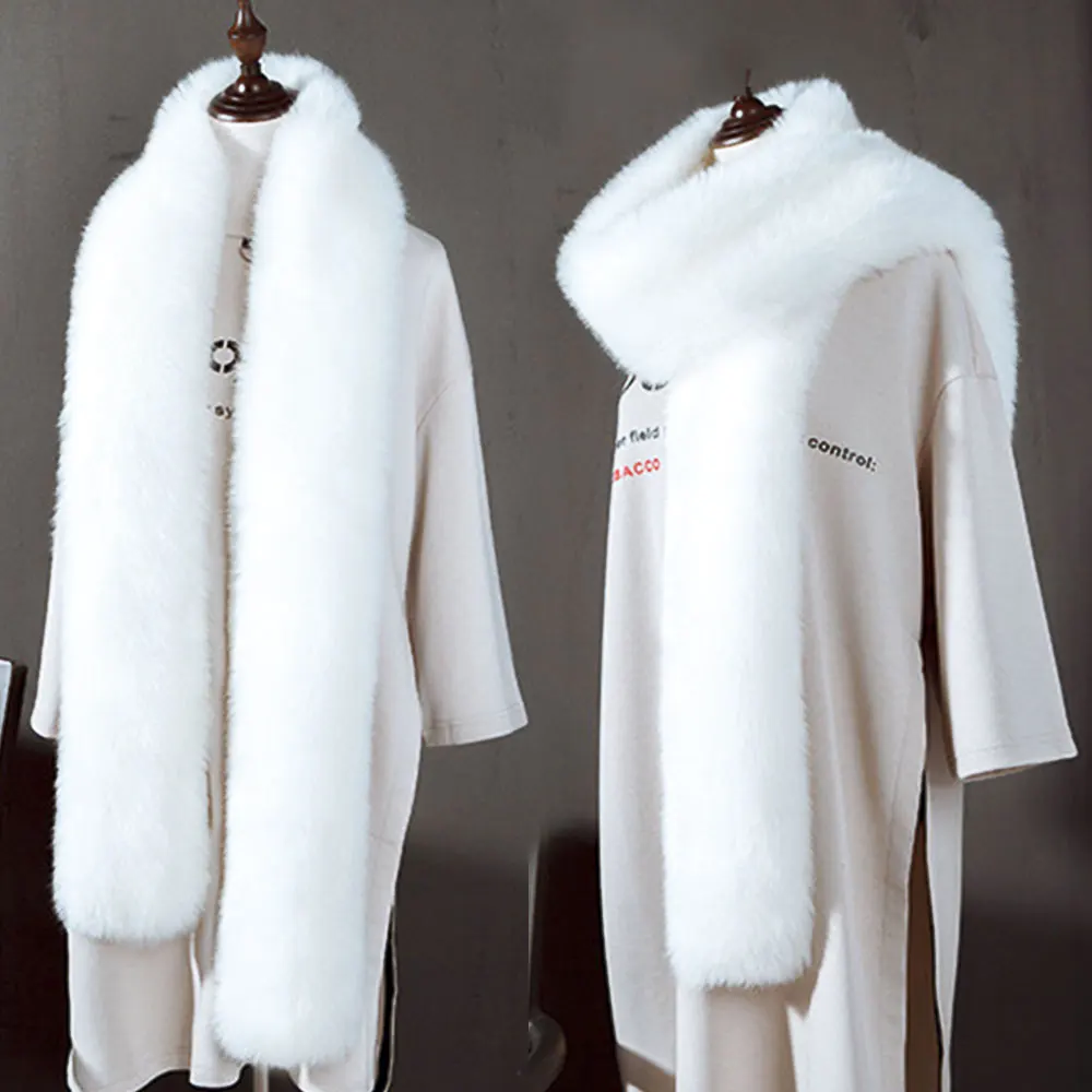 Женский шарф из искусственного меха однотонный зимний теплый воротник шарфа