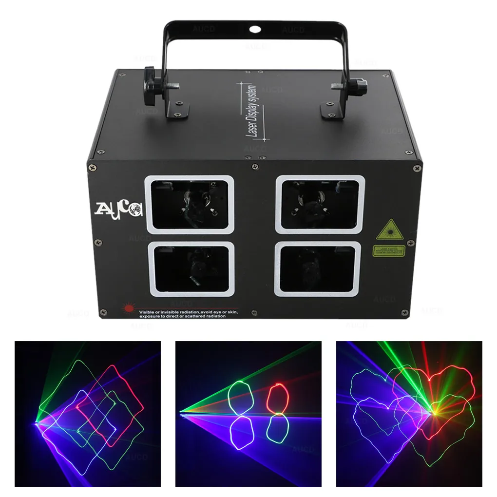 

AUCD 4 Lens DMX 500mW RGB Colorful Beam Scan Projector Laser Lights Xmas Disco LED DJ Party Moving Ray Show Stage Lighting DJ4L