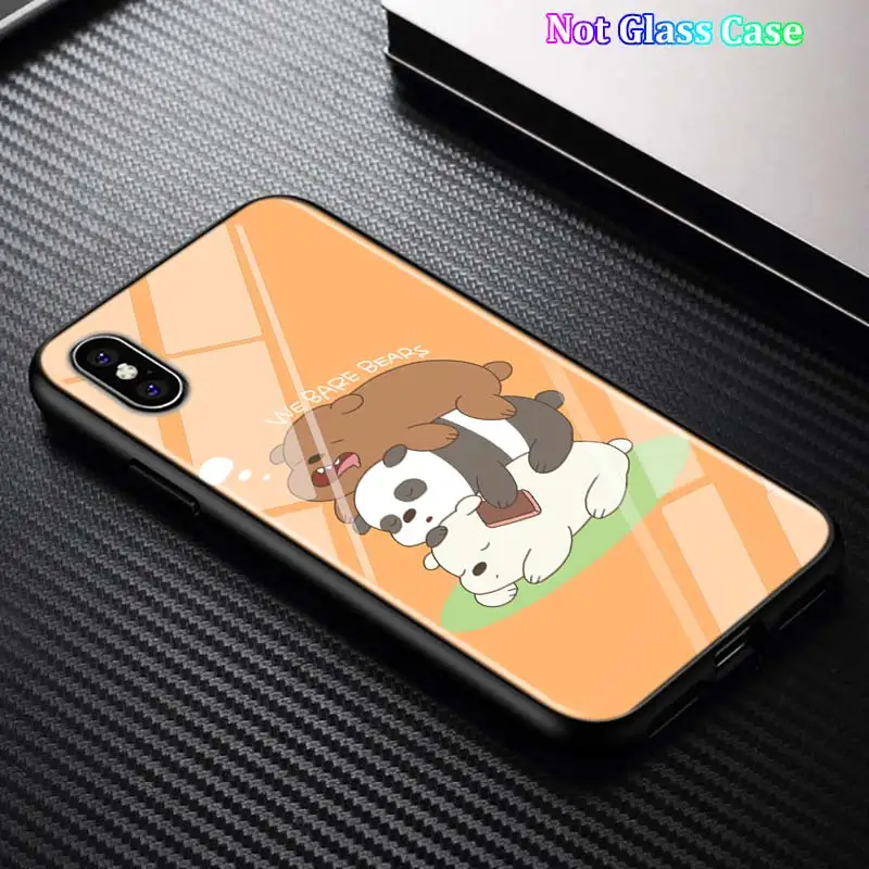 Black Cover Cute Bare Bears for iPhone 11 11Pro X XR XS Max for iPhone 8 7 6 6S Plus 5S 5 SE Glossy Phone Case - Цвет: Style 01