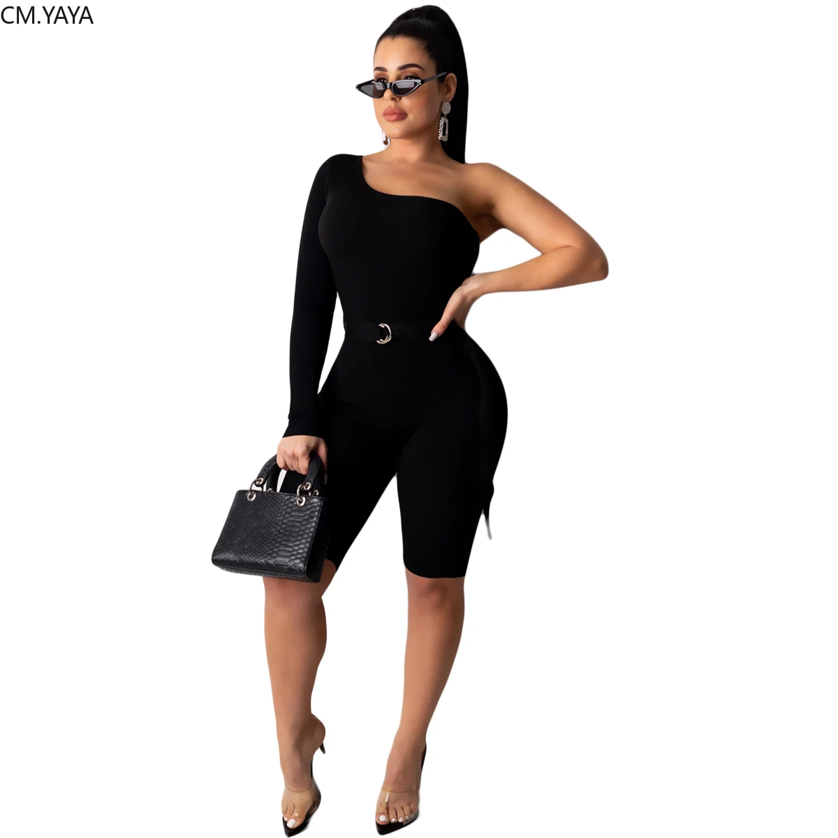 Осенне-зимний женский комбинезон без бретелек с поясом сексуальный длинным