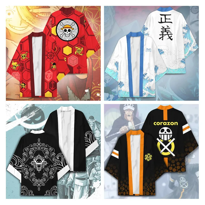 

Anime ONE PIECE Monkey D Luffy Whitebeard Pirates Cosplay Costumes Kimono Haori MARINE Symbol Cloak Cardigan Bathrobe Pajamas