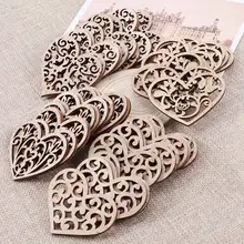 10pcs Lovely Heart Pattern Wooden Scrapbooking Painting Collection Craft Handmade DIY Accessory Home Decoration 48-56mm