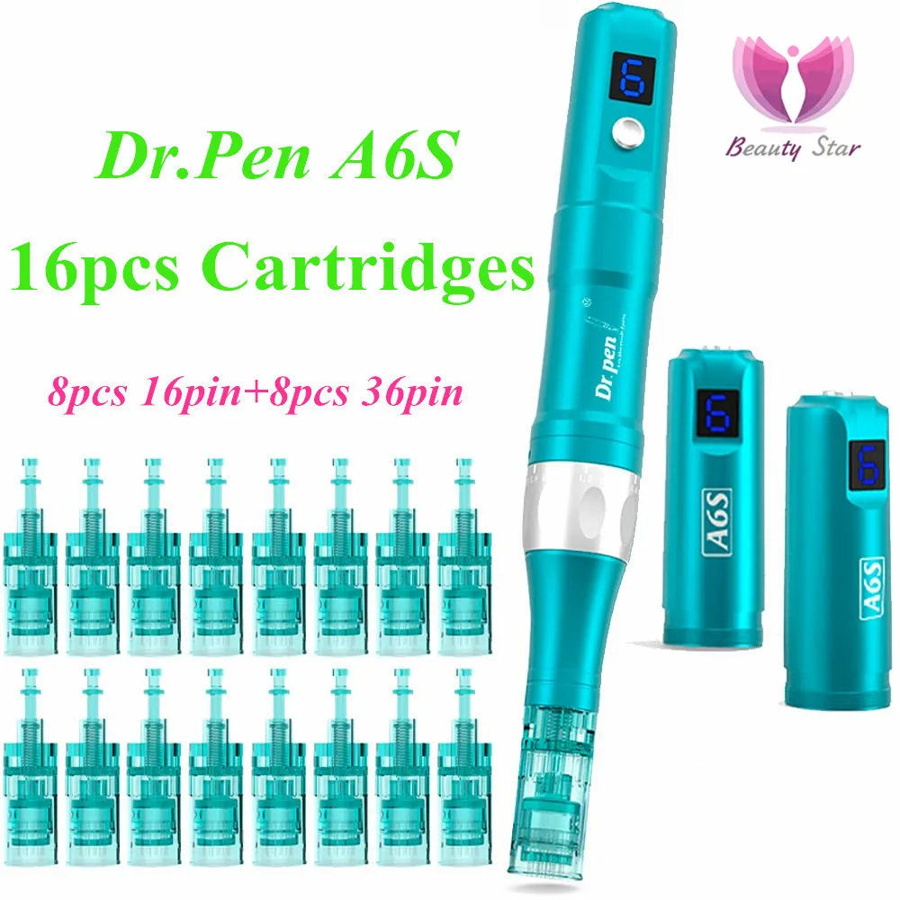 Professional Dr.pen Ultima A6S with 16pcs Cartridges Skin Rejuvenation Tattoo Needles Device Microneedle Derma Pen