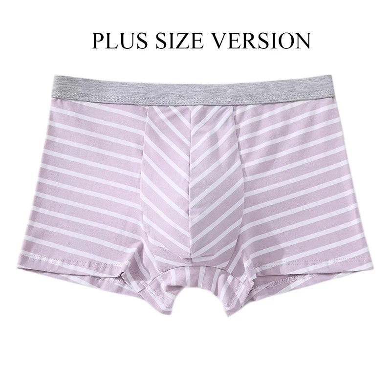 

Plus Size High Quality Men Boxers Shorts Male Sexy Stripe U Convex Pouch Underpants Breathable Large Size Loose Cotton Underwear