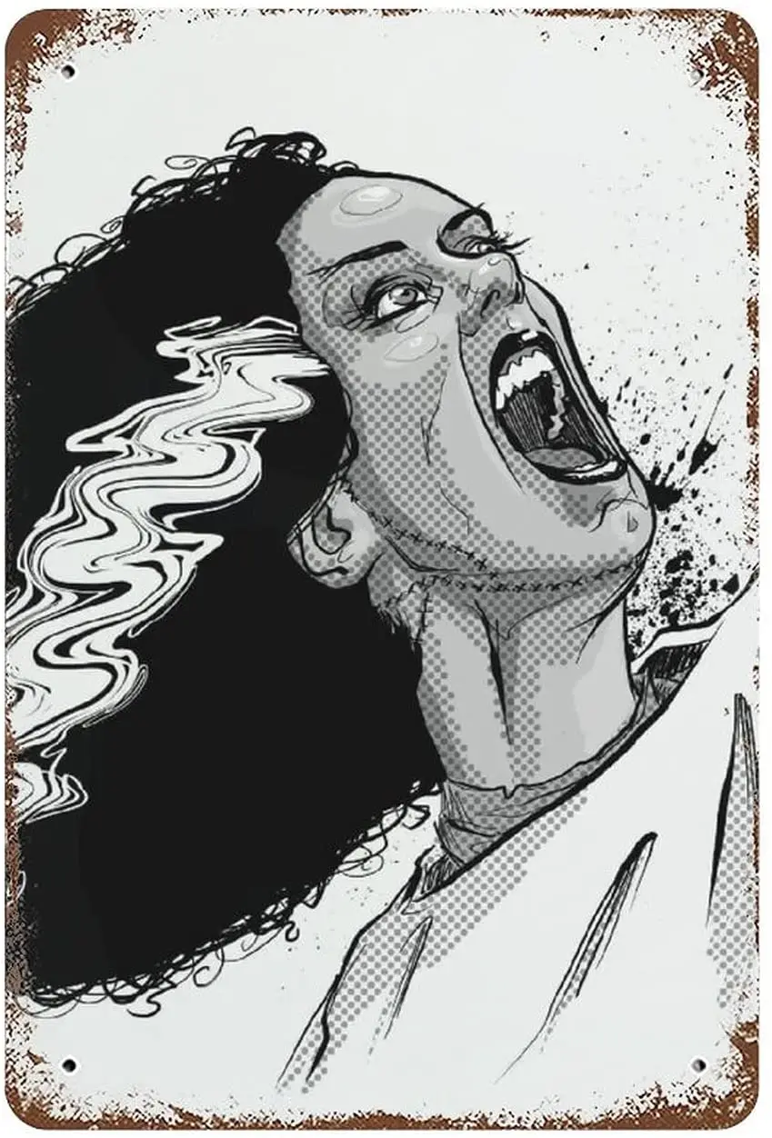 

Bride of Frankenstein Horror Metal Signs Movies Vintage Tin Signs Funny Plaque Posters Home Decor for Bar Garage