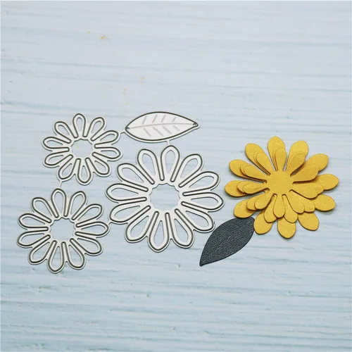 

2021 3pcs flower and leaf Metal Cutting Dies Stencils For DIY Scrapbooking Decorative Embossing Handcraft Die Cutting Template