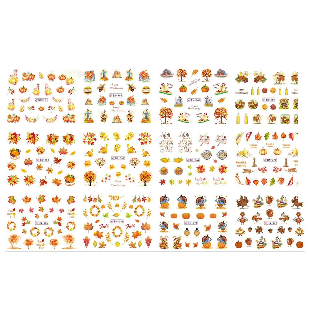 

Наклейки для маникюра с кленовыми листьями, 5 листов