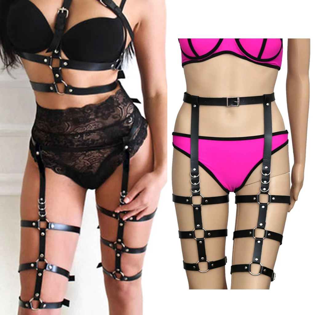 

Fashion Women PU Leather Garter Body Harness Belt Waist Leg Thigh Suspenders