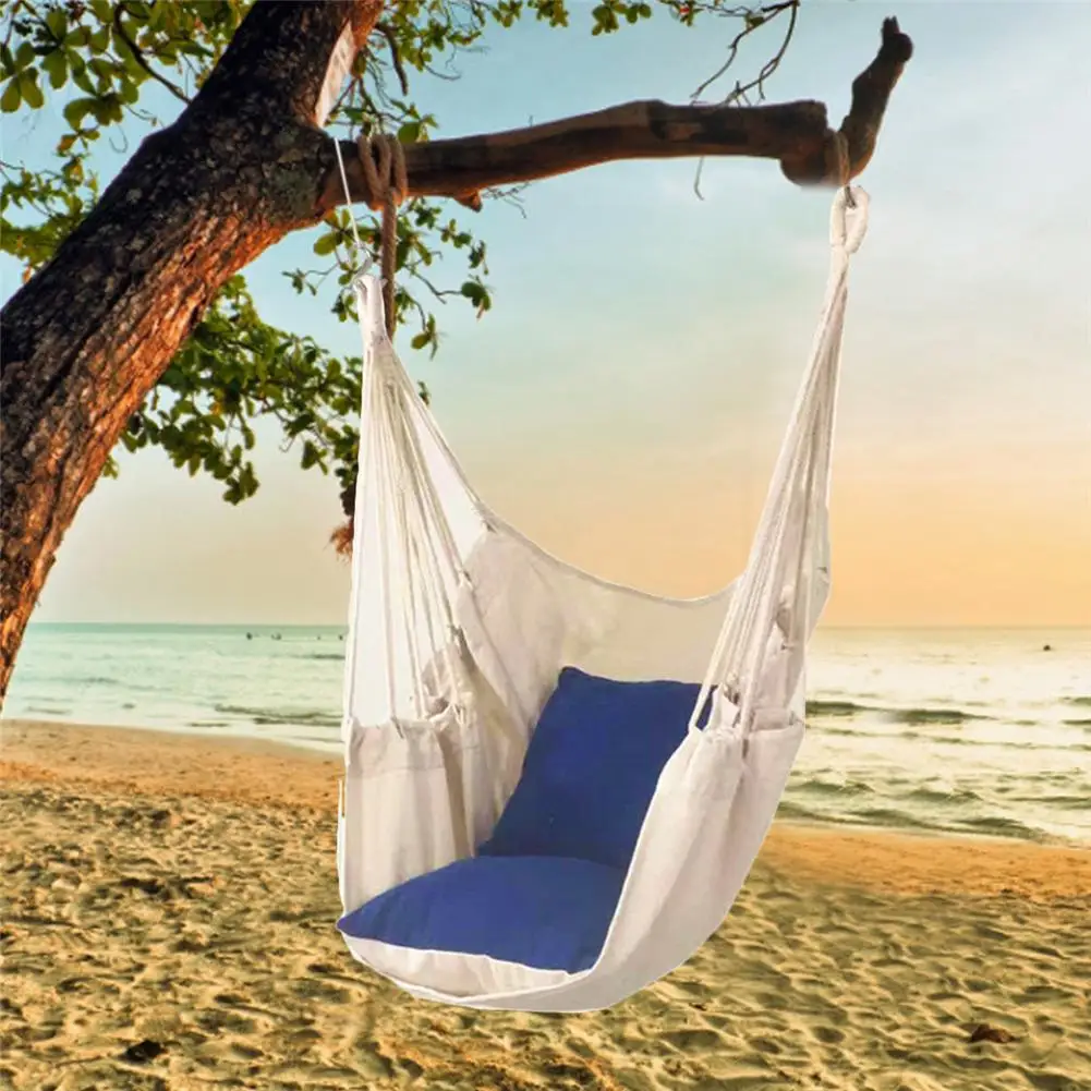 Портативный подвесной гамак качели для путешествий кемпинга мягкое холщовое