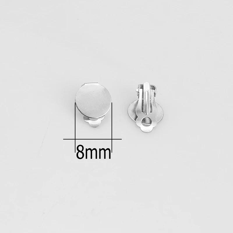 8mm 10 шт./лот Нержавеющая сталь ухо клип заготовки под Кабошон База настройки подходит 8/10/12/14 мм, сделай сам, серьги ювелирных изделий, украшения своими руками, аксессуары - Цвет: 8mm