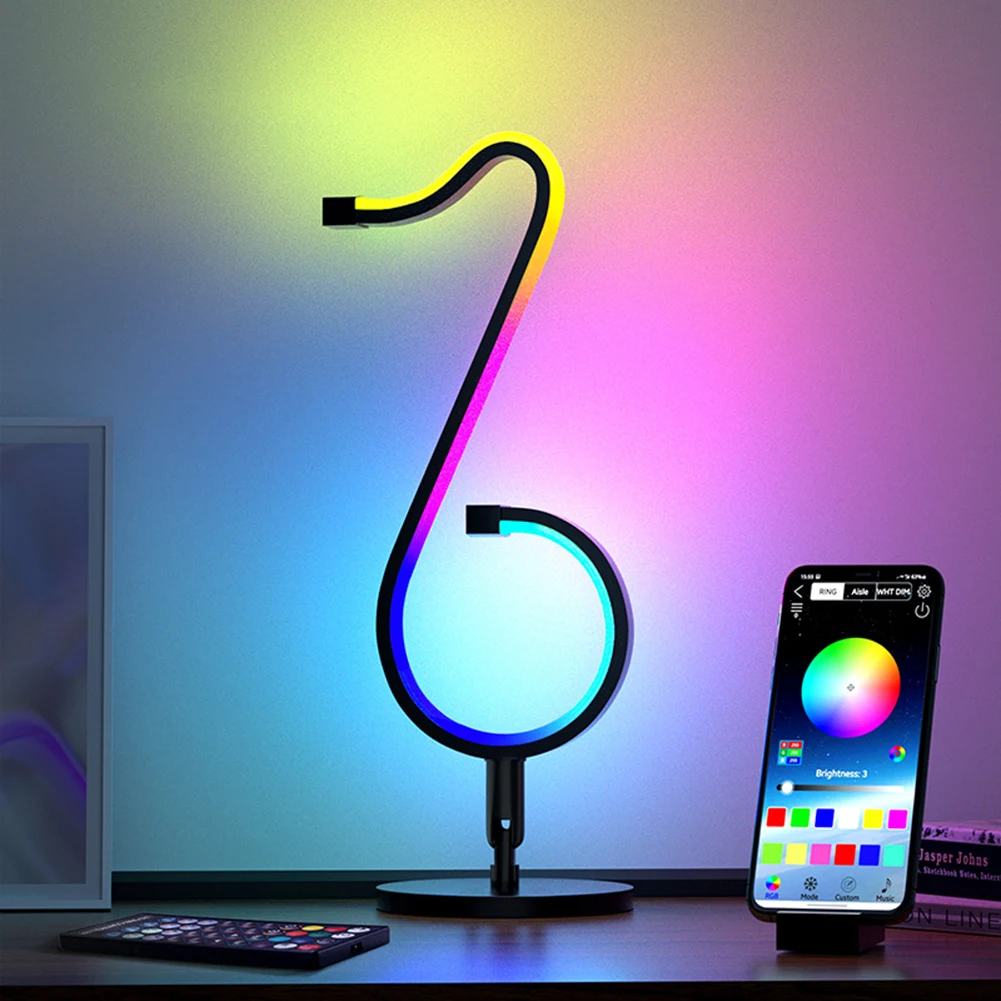 

RGB APP Control 180 Rotating Musical Note Lamp Home Party Symphony Light Table Desk Lamp Bedroom Night Lamp настольная лампа