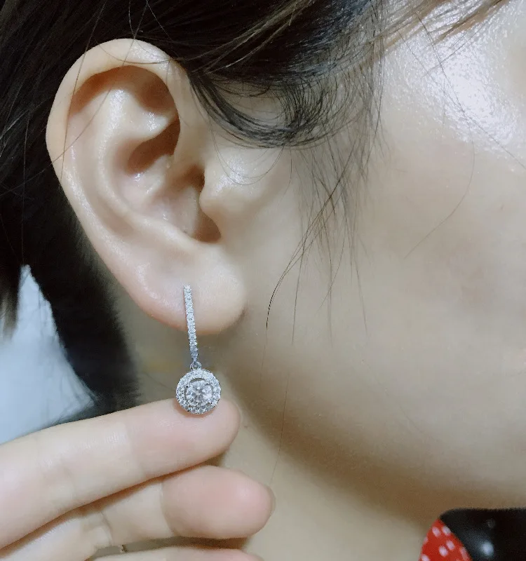 925 стерлингового серебра роскошный капли серьги с кубическим цирконием