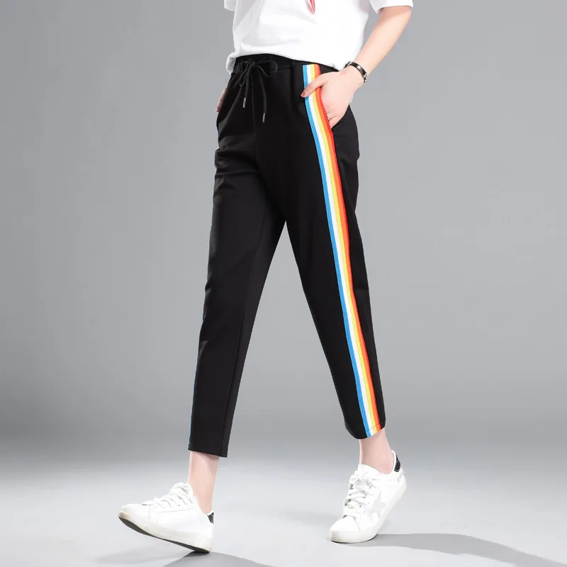

Sweatpants sportswear rainbow pants women 2019 autumn spring black harem pants harajuku plus size kpop trousers female casual