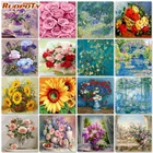 Алмазная вышивка RUOPOTY, цветы, вышивка крестиком, 5D алмазная живопись, полный квадратный цветок, картина, стразы, наборы, украшение для стен