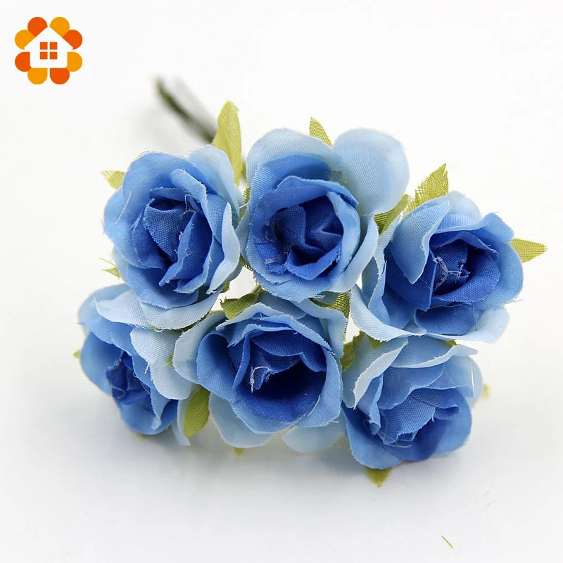 6 шт./лот 2 см Декоративные Шелковые скрапбукинга искусственные мини розы букет