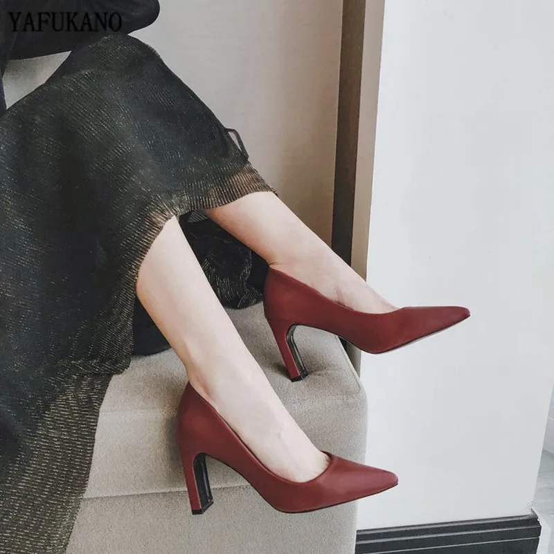 Женские туфли лодочки на квадратном каблуке с острым носком|Женские туфли| |