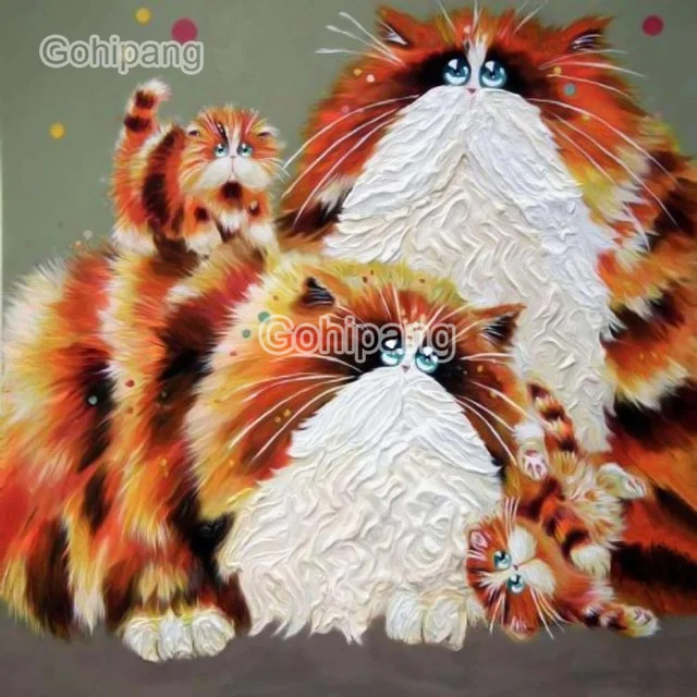 

Diamond Embroidery Painting Cute Cats Tigers Owl Square or Round Diamond Cross Stitch Rhinestones Home Rooms Wall Decoration