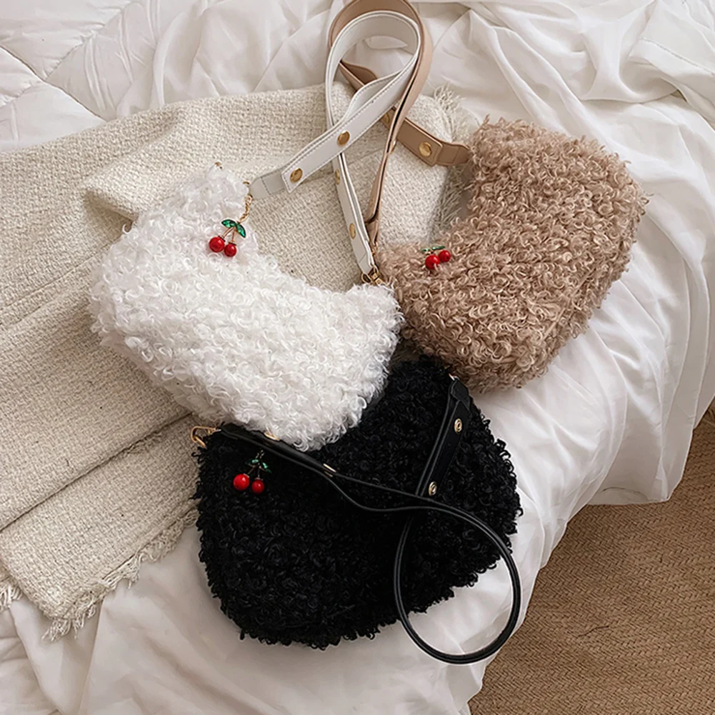

Женские сумки через плечо из овечьей шерсти, зимние плюшевые женские сумки s, зимние маленькие сумки через плечо, сумки для телефона