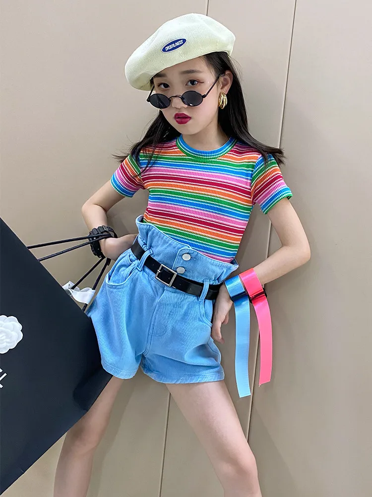 

Girls' shorts 2021 summer new Korean children's wild high waist flower bud wide leg pants casual A-line hot pants trendy baby
