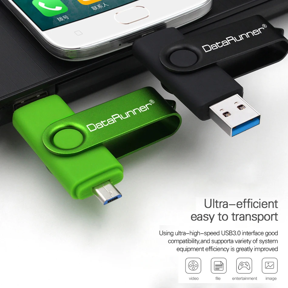 Флеш-накопитель DataRunner USB 3 0 OTG для Android/планшетного ПК 16 ГБ 32 64 128 256 | Компьютеры и