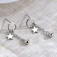 temperament star bead ball chain drop stud earrings silver plated jewellery womens girls gift
