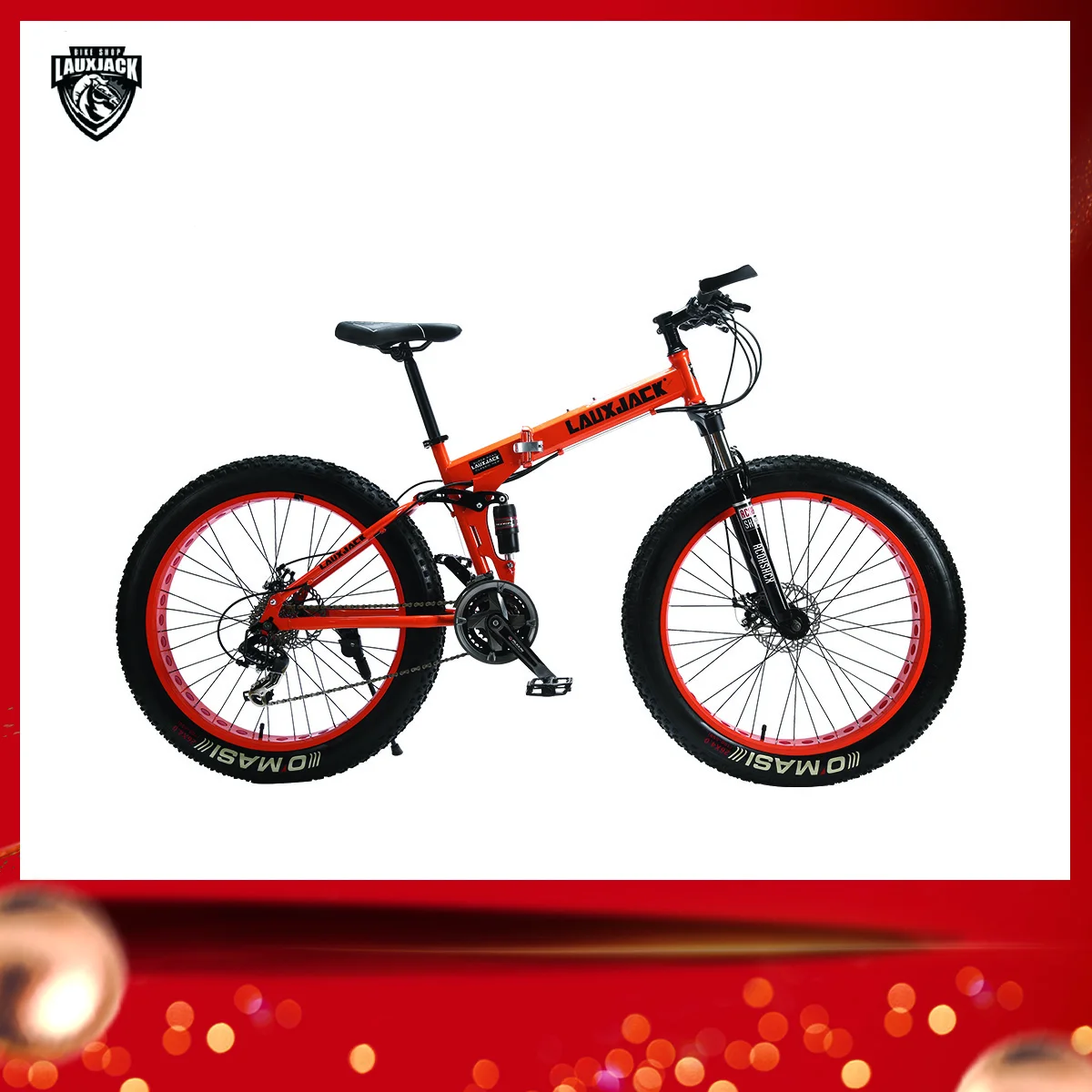 LauxJack Фэтбайк Фэт складная двухподвесочная рама 24 скорости Shimano дисковые тормоза