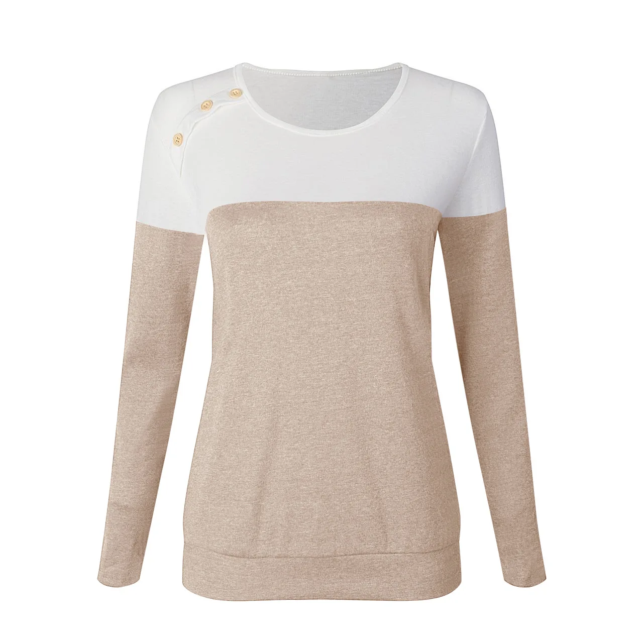 

Women T Shirt New Ladies Clothes Color Matching Round Neck Pullover Long Sleeve Casual T Shirt Female Top 2020 Autumn And Winter