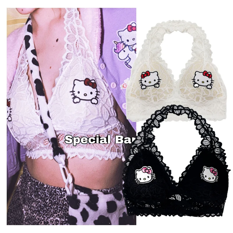 

Горячая девушка сексуальный аниме мультфильм КТ Кот кружевной жилет Kawaii Halter кружевное нижнее белье для женщин сексуальное белье женское пр...