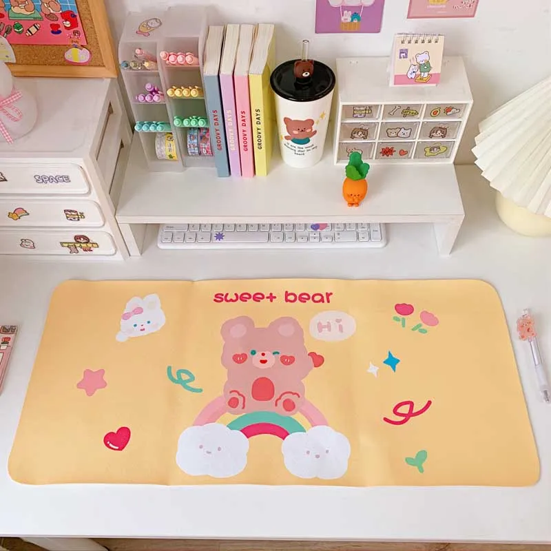 

Kawaii Cartoon Pad Cherry Bunny Cartoon Large Keyboard Mat Table Mat Students Gamer Waterproof Desktop Mousepad Desk organizer