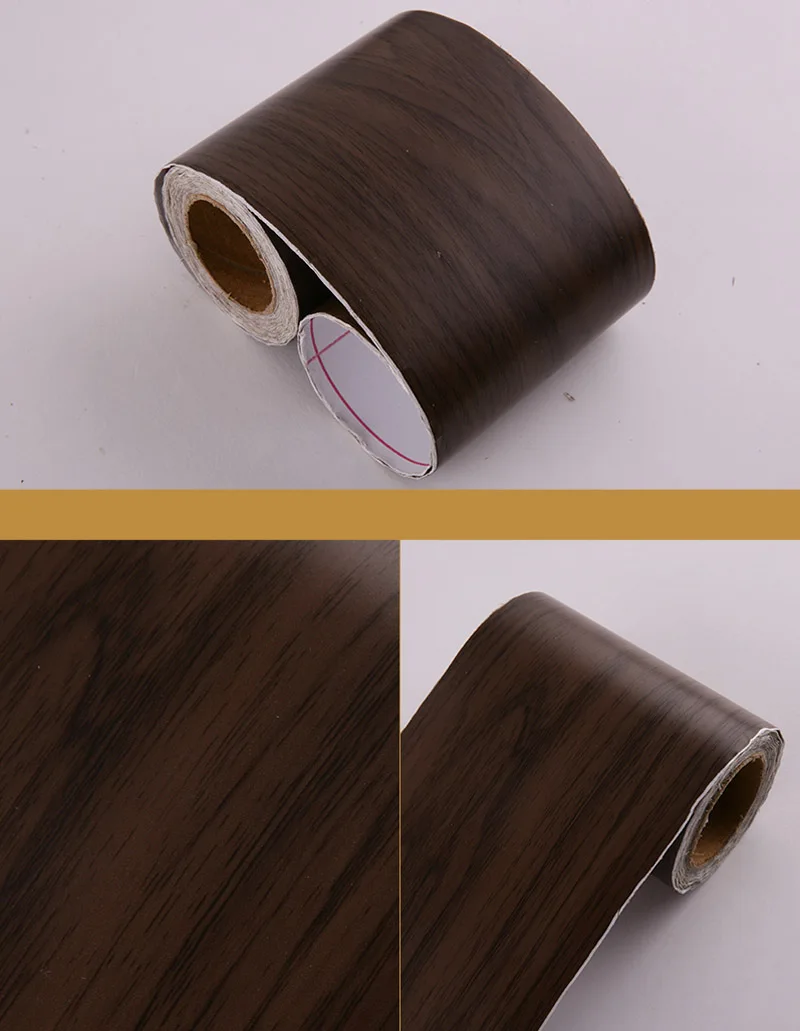 Wood Black Walnut Черный/белый водонепроницаемый мраморный линия талии стены стикеры подоконник пол стены границы Наклейка самоклеющиеся сплошной цвет окантовочная линия - Цвет: Wood Black Walnut