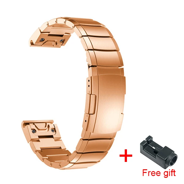 Rose gold 26 мм 22 мм 20 мм металлический ремешок QuickFit для Garmin fenix 6 6X6 S 5S 5 5X plus браслет из нержавеющей стали для Forerunner 945 935 часы - Цвет: Rose gold