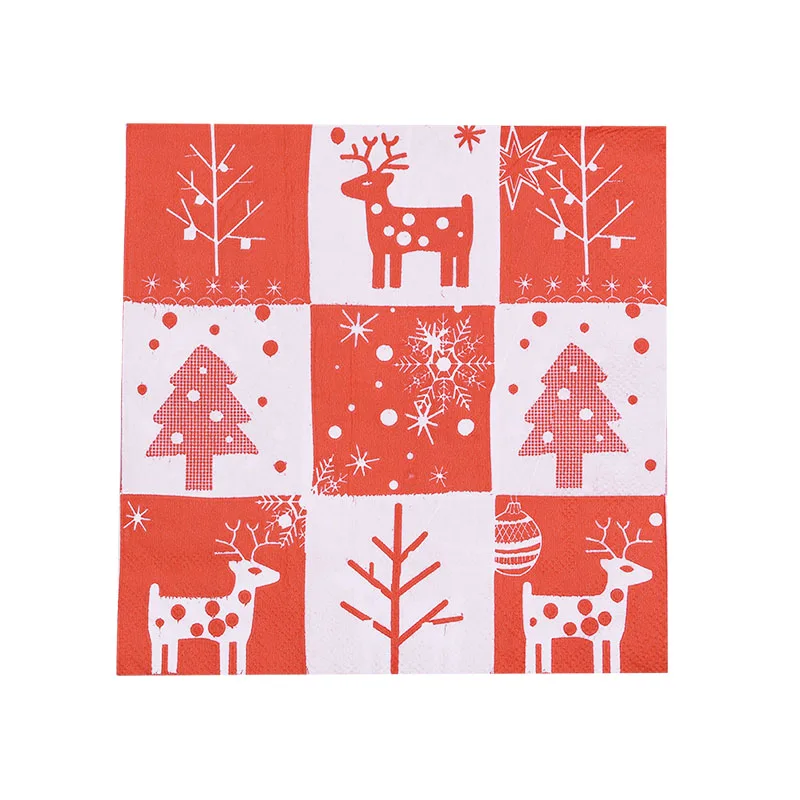 20Pcs napkin B10 1/20 шт Рождественская одноразовая пластиковая скатерть Рождественская скатерть с рождественским декором для стола Новогодний ужин - Цвет: 20Pcs napkin B10