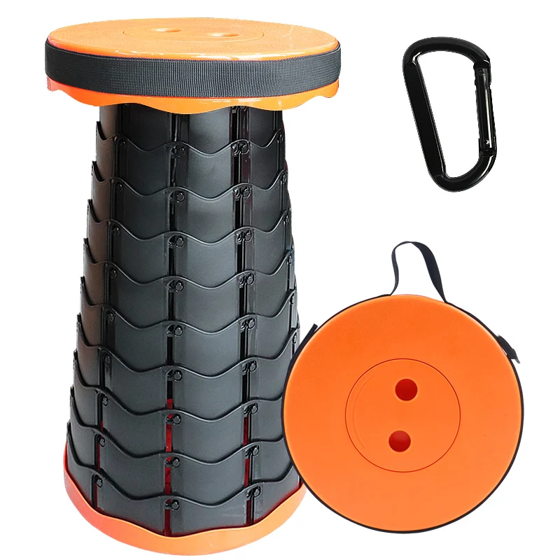 

Retractable Folding Stool for Camping Fishing Height Adjustable -Portable Plastic Collapsible Telescoping Stool Seat Chair