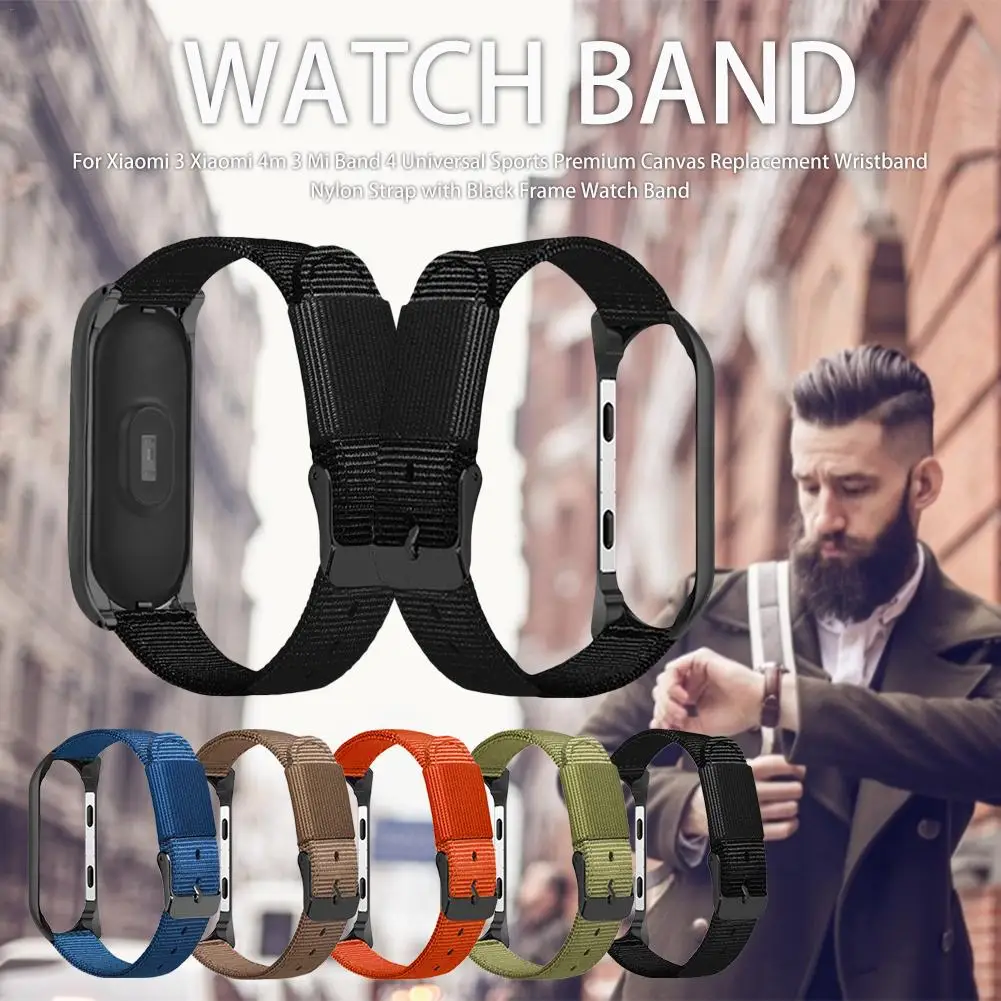 Для Xiao mi 3 Xiao mi 4m 3 mi Band 4 Универсальный спортивный предварительно mi um холст сменный Браслет нейлоновый ремешок с черной рамкой ремешок для часов