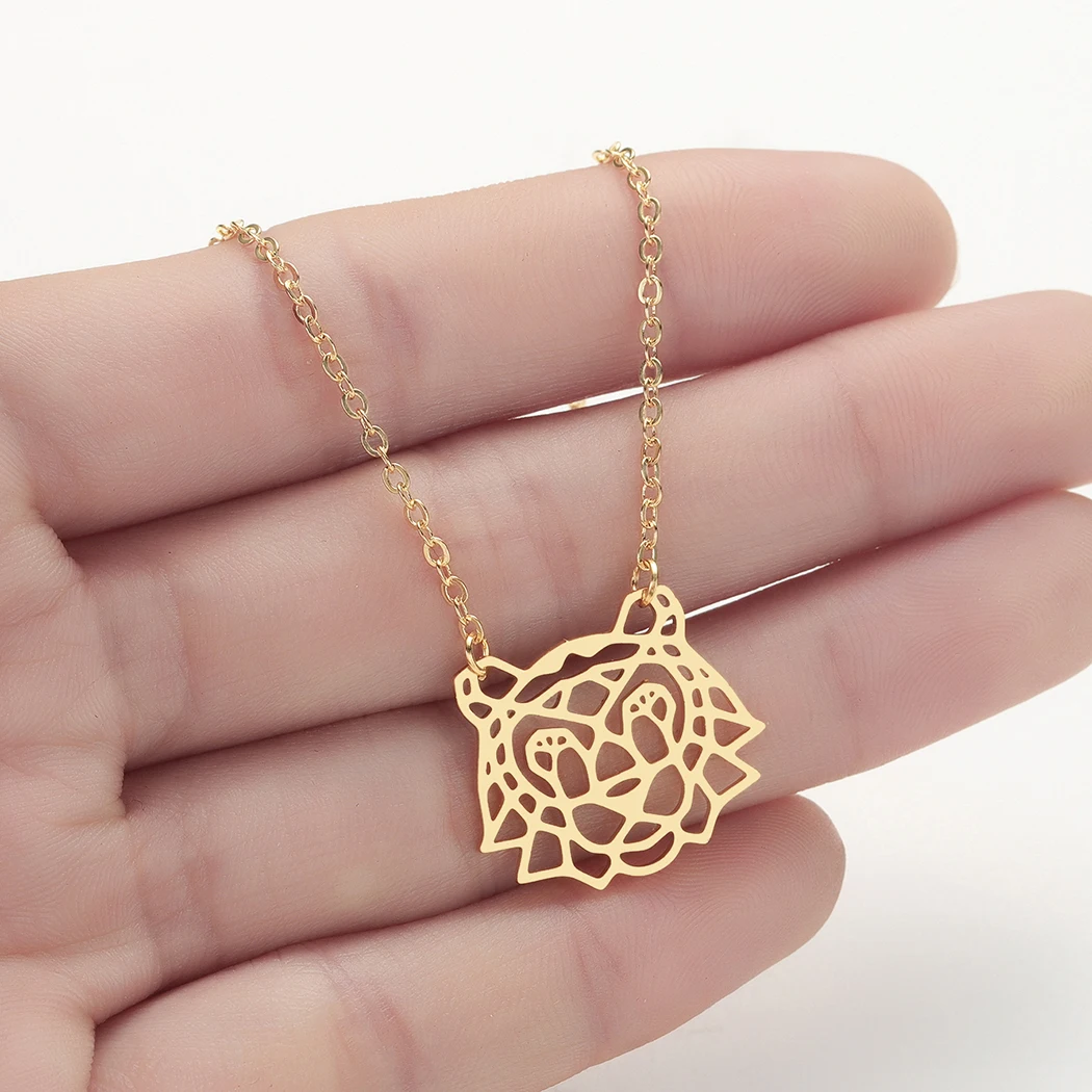 Ожерелье с подвеской в виде животных оригами волка для женщин и мужчин ювелирное
