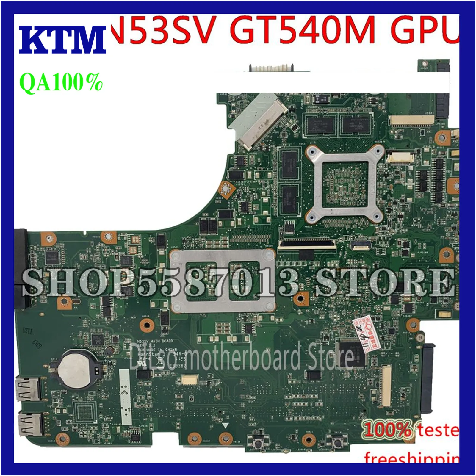 

KEFU N53SV Mainboard For ASUS N53S N53SV N53SN N53SM Laptop Motherboard GT540M 1G video memory Test work 100% original