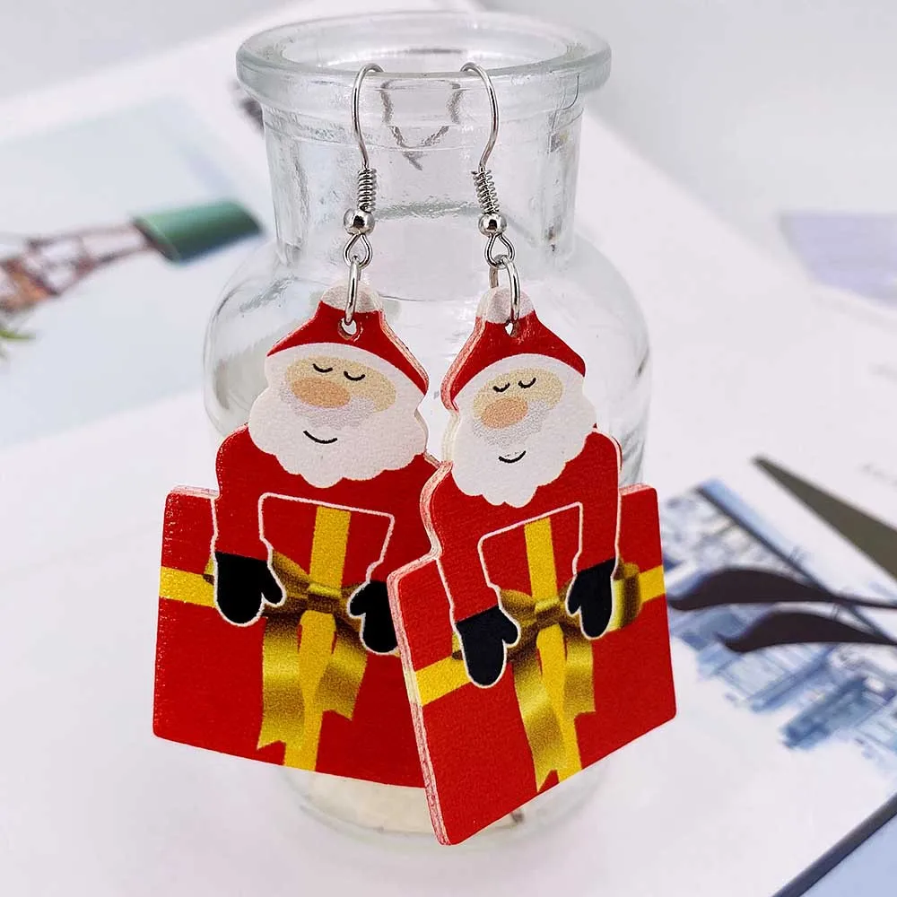 Christmas Drop-Shaped Leather Earrings Santa Claus Multilayer Female Fashion Jewelry Gifts New Wholesale