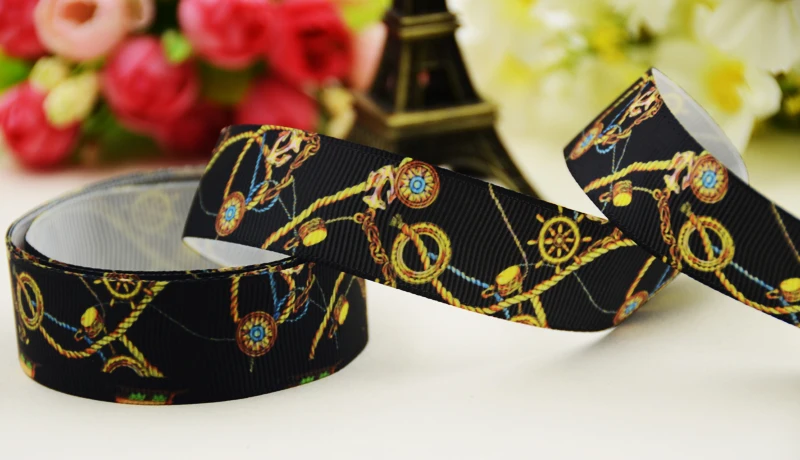 

22mm 25mm 38mm 75mm Bead Chain Cartoon printed Grosgrain Ribbon party decoration 10 Yards X-02877