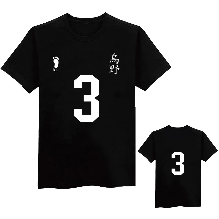 Аниме Haikyuu косплей футболки Karasuno старшая школа Хината Shyouyou с коротким рукавом