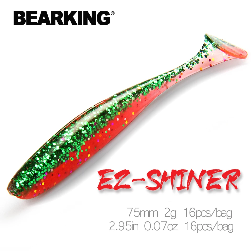 BEARKING Shiner от 75 мм 2g 16 шт./пакет рыболовные приманки мягкие приманки искусственные приманки рыболовные снасти Джеркбейт для щука и бас-гитара