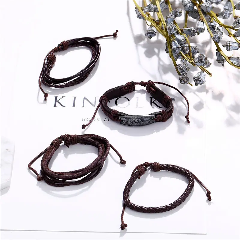 Новый черный мужской кожаный браслет с перекрестными краями креативный простой