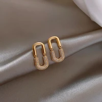 new design fashion jewelry simple generous temperament copper inlaid zircon geometric earrings elegant female prom earrings