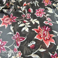 silk georgette chiffon fabric dress 12 momme brown flower skirt shirt diy patchs sewing