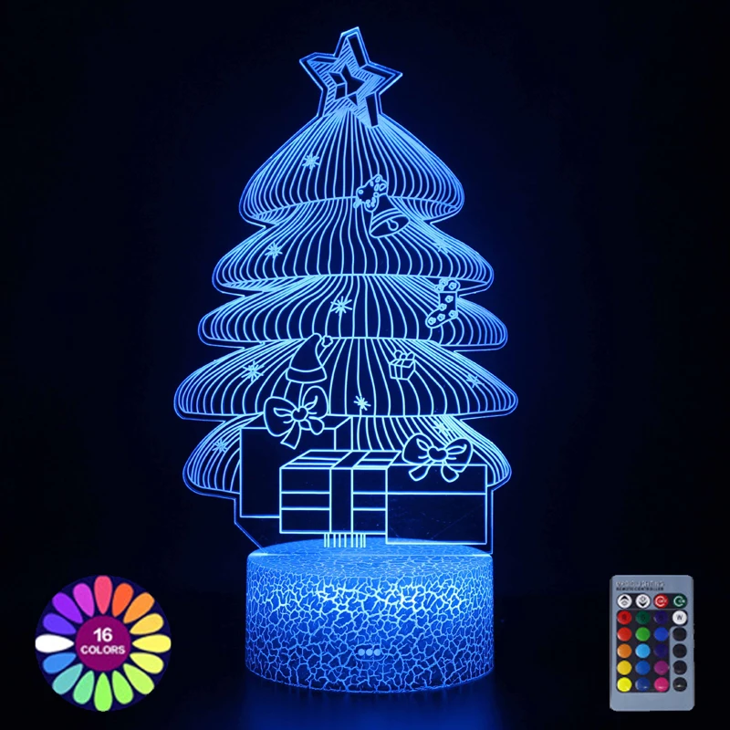 

Christmas Night Lights Present For Kids Child Home Room Decor Bedroom Decoration Christmas Tree Figure LED 3D Lamp Gift