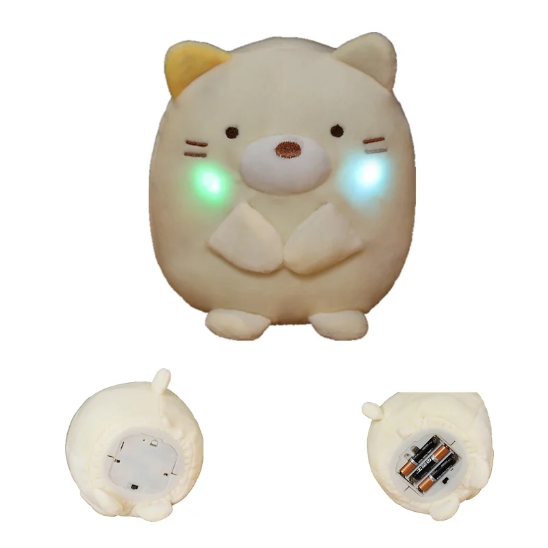 Игрушка плюшевая электрическая в уголках 18 см светящаяся кошка жареный дельфин