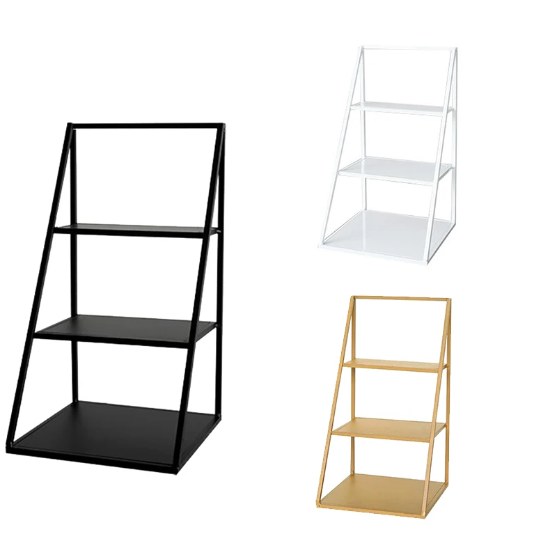 

3-Layer Storage Rack Wrought Iron Cake Stand Dessert Stand Jewelry and Perfume Display Stand for Desktop
