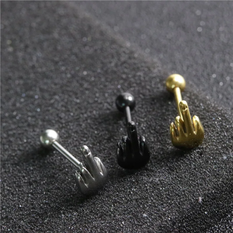 Пикантные ногти в стиле панк из нержавеющей стали 316L анафилаксия средний палец