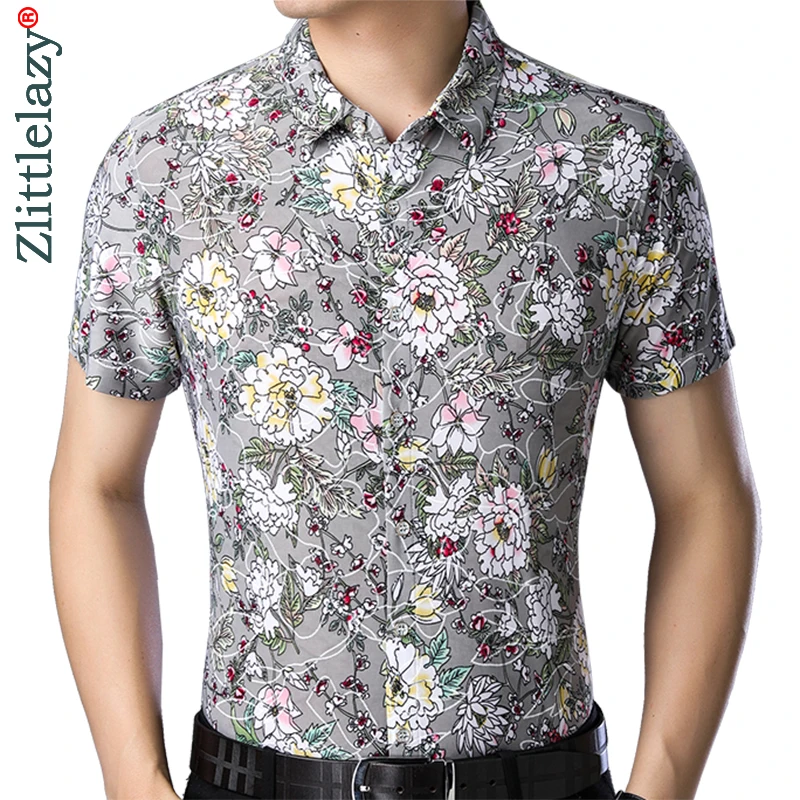 

2022 Short Sleeve Men Social Shirt Summer Streetwear Casual Hawaiian Floral Shirts Dress Mens Slim Regular Clothes Fashions 4665